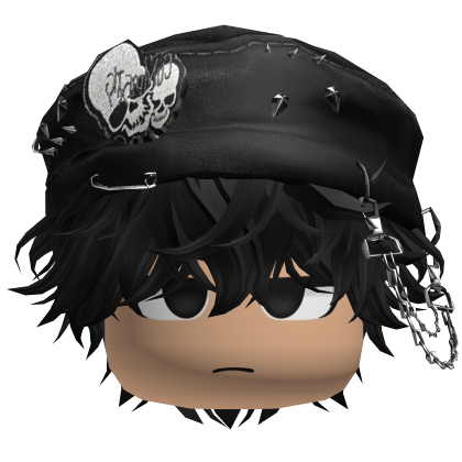 Fluffy Black Hair W/ Emo Beret