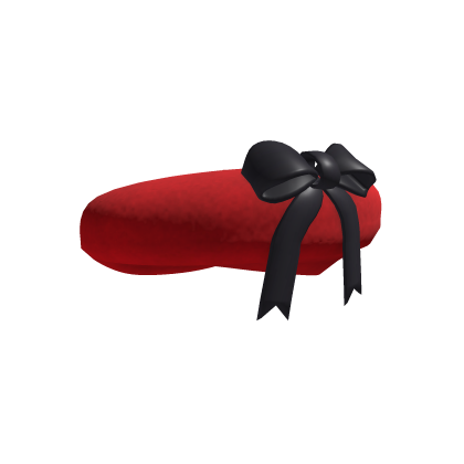 Red Felt Beret with Black Bow
