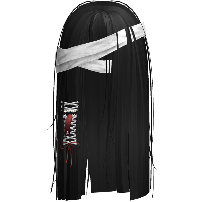 Creepy Black Monster Hair w White Bandages