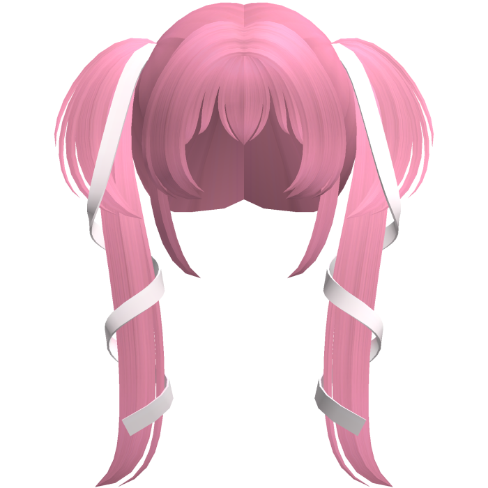 pink dolly ribbon laced long pigtails