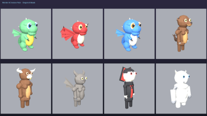 Low Poly Monster Creature Pack RPG Enemy Mob x24 preview 1