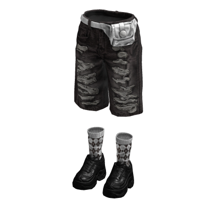 Denim Teared Stylish Jorts (Brown White)