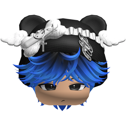 Cute black and blue hair Cat Cap Anime Y2k