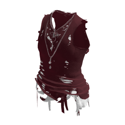 Red Y2K Distressed Gothic Chain Tank Top [PBR]