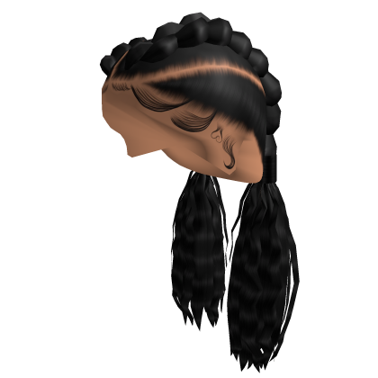 Twin Wavy Tail Braids [Black] Roblox item