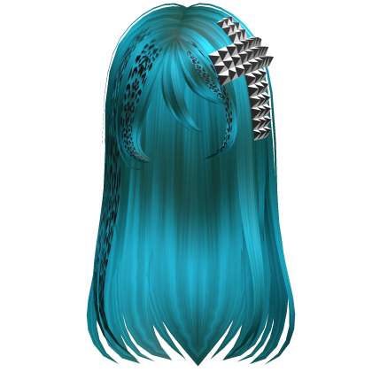 emo scene long hair w cross cobalt leopard