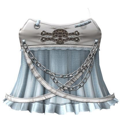 blue gothic skull cute ruffled dress w chains Roblox item