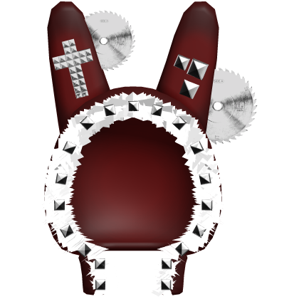 Emo Saw Bunny Hood w/ Studs in Red/White Roblox item