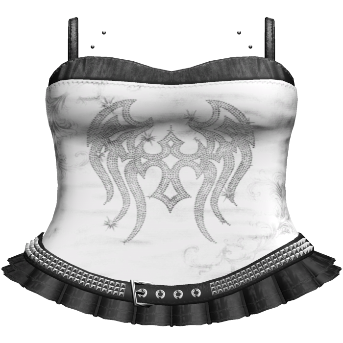 Grunge White/Black Emo Rhinestone Dress