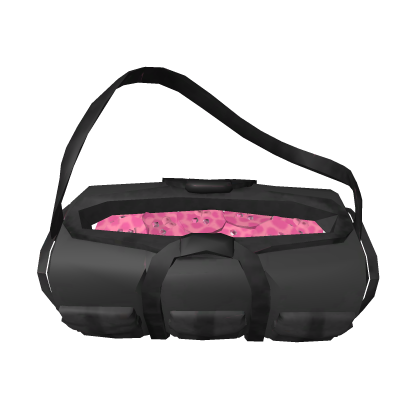 duffel bag with pink coins