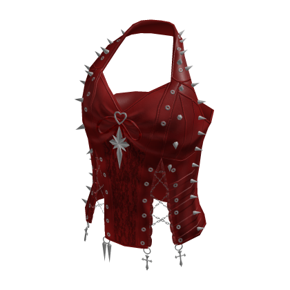 Halter Top with Stars and Front Tie (Red)