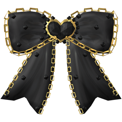 Black Chained Ribbon Heart Glazed Hair Bow  Roblox item