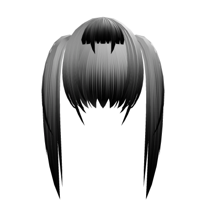 White & black vampire fangs emo messy twintails Roblox item