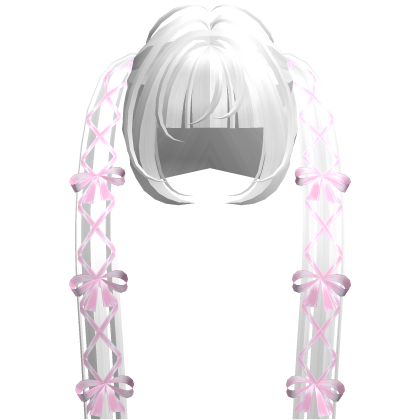 ♱ White Goth Royal Pigtails w Pink Bow Roblox item