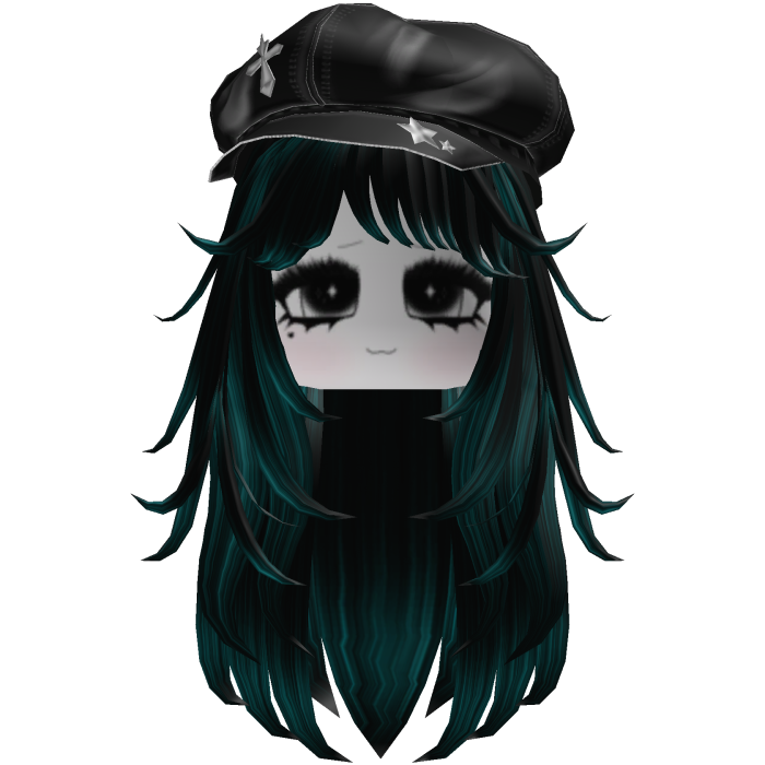Korblox Y2K Straight Hair w/ Beret & Chibi Face