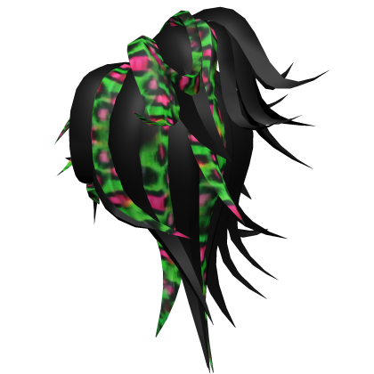 neon green and pink scene ponytail hair  Roblox item