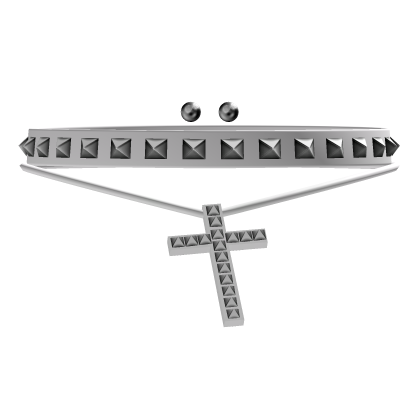 ⛧ gothic white emo studded cross choker Roblox item