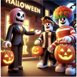 Line up for Halloween! Trick or Treat!