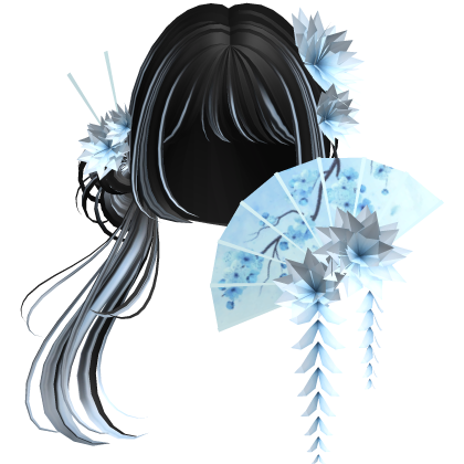 Side Ponytail w/ Cherry Blossoms & Fan