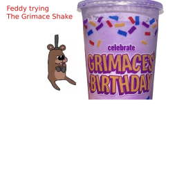 Feddi trying the grimace shake