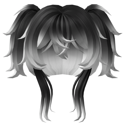 anime cutecore girl faded black white 2 pigtails 