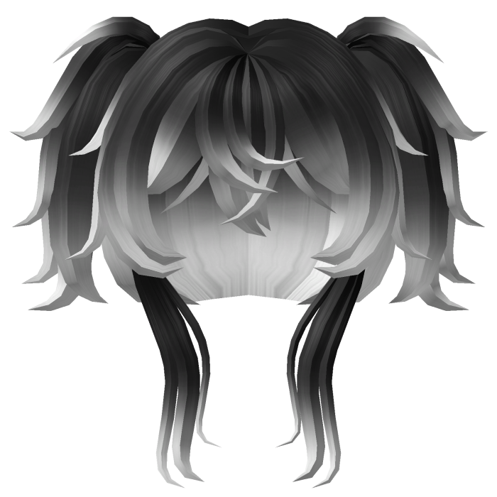 anime cutecore girl faded black white 2 pigtails 