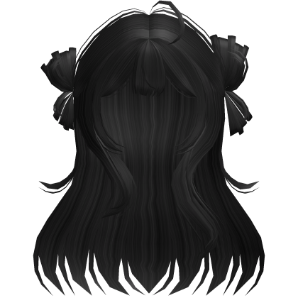 Long Anime Hair w/ Space Buns in Black