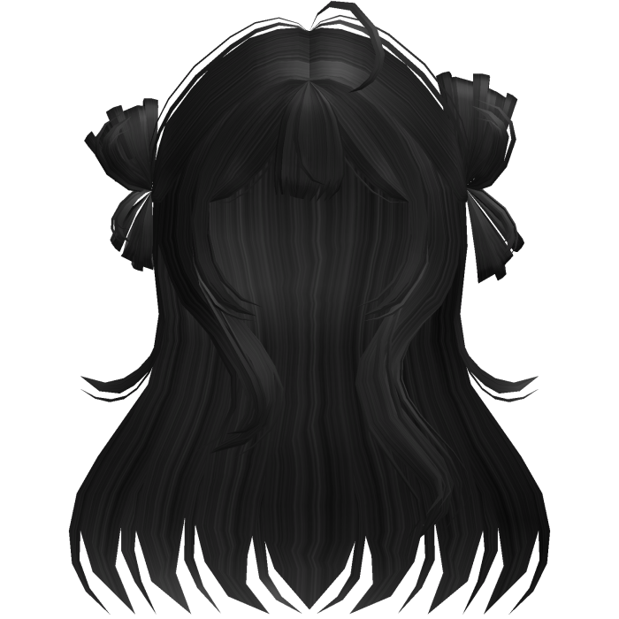 Long Anime Hair w/ Space Buns in Black