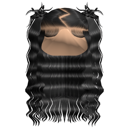 ☆ | Black Y2K Crimped Pigtails Roblox item