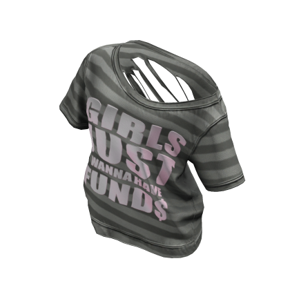 Gray Striped Grunge Off-Shoulder Ripped Tee ($)