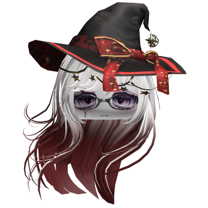 ♡ Halloween Witch Windy Hair (White&Red) Roblox item