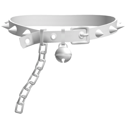 cute spiked collar w/ bell and leash in white 1.0 Roblox item