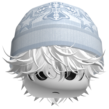 Messy Spikey Hair W/ Skater Beanie White V3 Roblox item