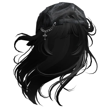 Black Windy Anime Hair w/ Y2K Distressed Cap | Roblox Item