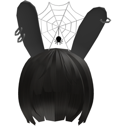 Cabelo curto preto teia de aranha bunny fofa girl Roblox item