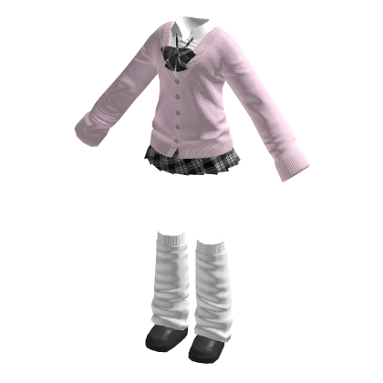 🍀Gyaru Cardigan School Outfit (Pink)