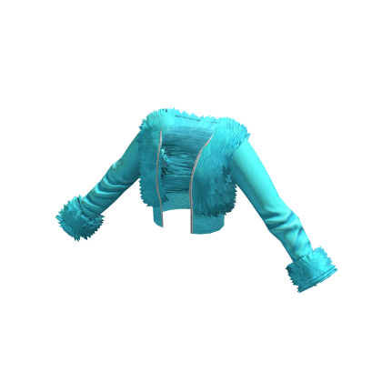 Turquoise Blue Y2K Gyaru Fluffy Fur Jacket • DD22