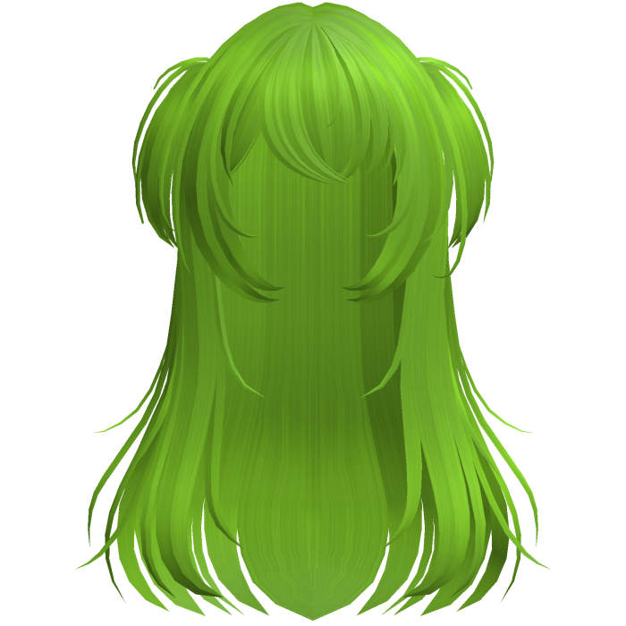 shy wispy layered hair w/ pigtails lime green