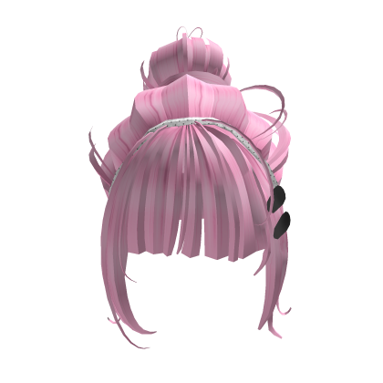 ☆ pink kawaii harajuku messy bun with clips Roblox item