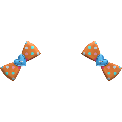 (15) Orange/Sky Blue Polka Bows Roblox item