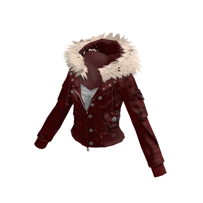 Jacket with Fluffy Collar (Burgundy)