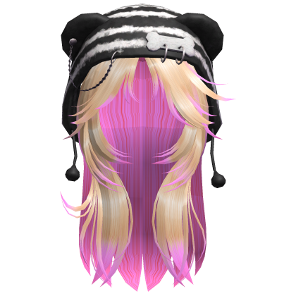 💙 Black & White Y2K Bear Hat Blonde Pink Hair Roblox item