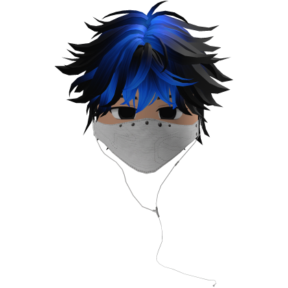Cute Emo Boy Headphones Mask white Y2K ( blue )