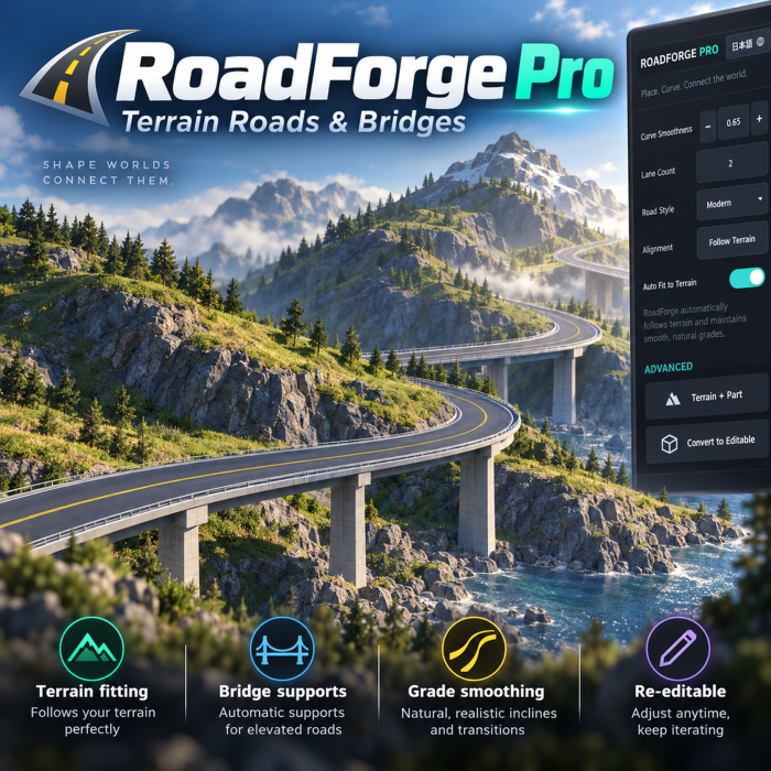 RoadForge Pro | Terrain Roads & Bridges preview 2