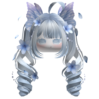 Mystical Sakura Petal Pigtails (Sky Blue)
