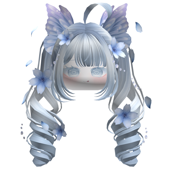 Mystical Sakura Petal Pigtails (Sky Blue)