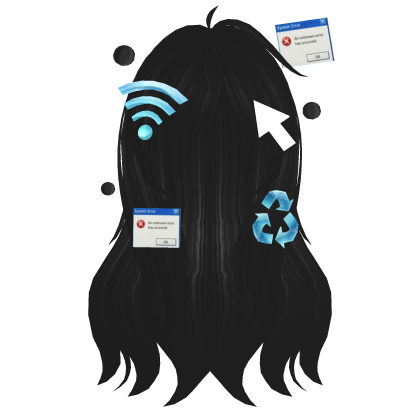 Frutiger Aero Black & Blue Cute Girl Anime Hair
