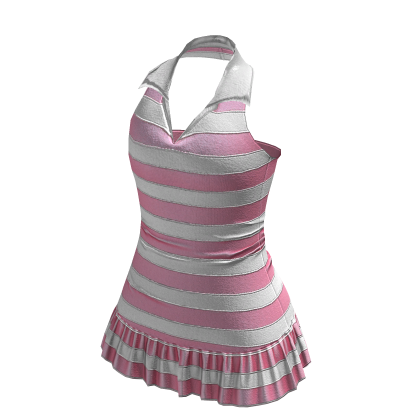 2000s Sleeveless Striped Polo Dress in Pink thumbnail