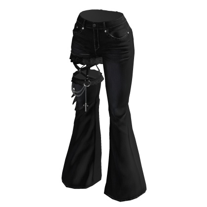 BLACK LACE UP FLARED JEANS Roblox catalog item