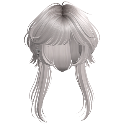 Silver Anime Jellyfish Hair w/ Earring Roblox item